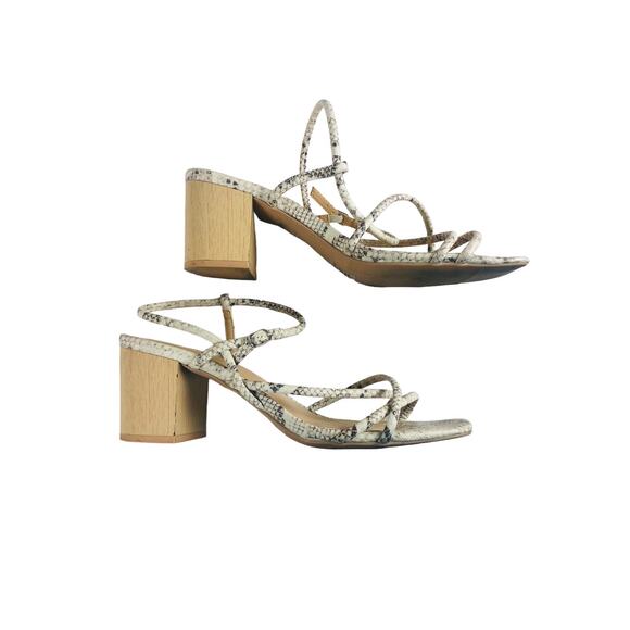 A New Day Sandals US 10 Snake Embossed Strappy Peep Toe Faux Leather Block Heels - Picture 3 of 6